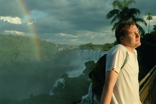 Geoff with rainbow over Iguazu 1